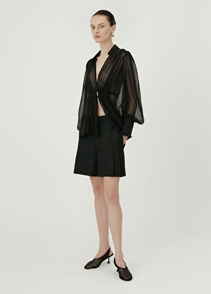 Francesca Black Woolen Women's Shorts