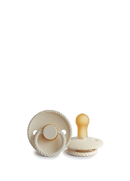 Rope Design 6-18 Months Cream Unisex Baby Beige Rubber Pacifier