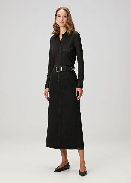 Midi Denim Kalem Etek