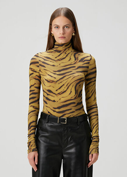 Haki Zebra Desenli Bluz