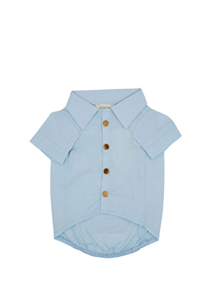 Blue Dog Shirt with Gold Buttons