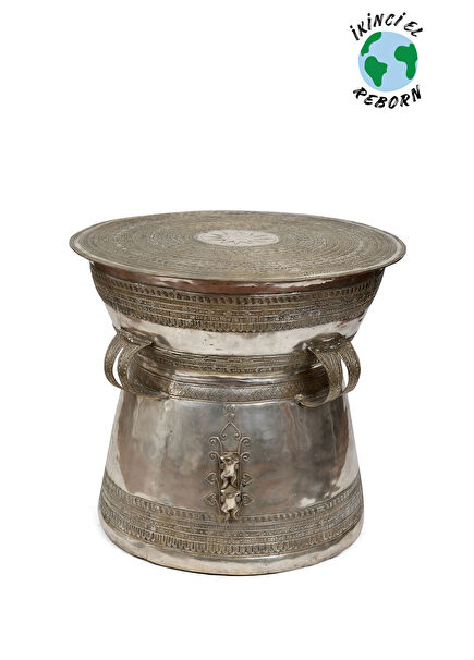 Eichholtz Thai Drum Modeli Gri El Yapımı Figürlü Desenli Sehpa