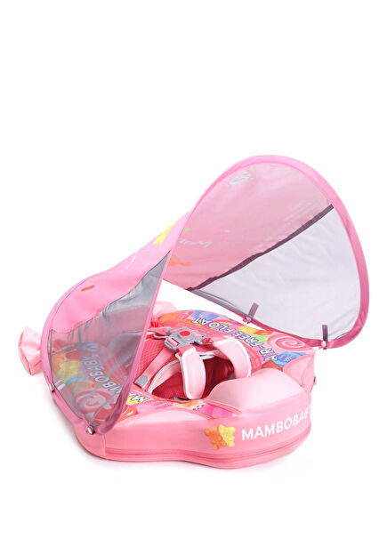 Pink Candy Safety Canopy and Foot Support Baby Swim Ring