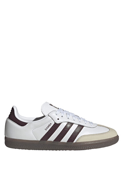 Samba Og Beyaz Bordo Kadın Deri Sneaker