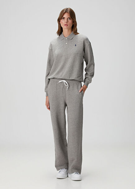 Gri Logo Nakışlı Eşofman Altı