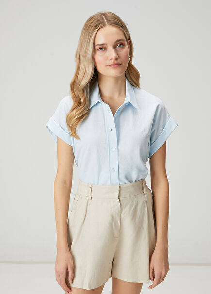 Açık Mavi Kısa Kol Pike Gömlek