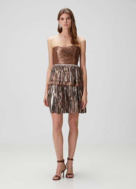 Audrey Bakır Mini Kokteyl Elbise