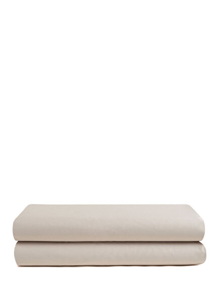Solid Cream Cotton Satin Single Fitted Sheet 100x200