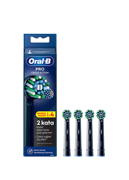 Pro Cross Action X-Filament 4pcs Black Rechargeable Toothbrush Replacement Head