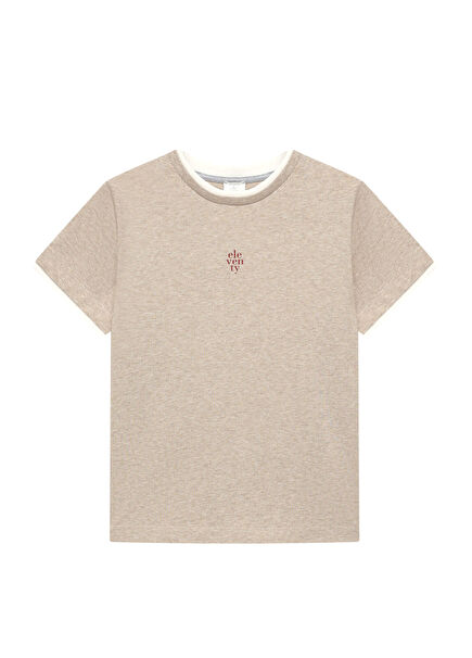Bej Logolu Erkek Çocuk T-shirt