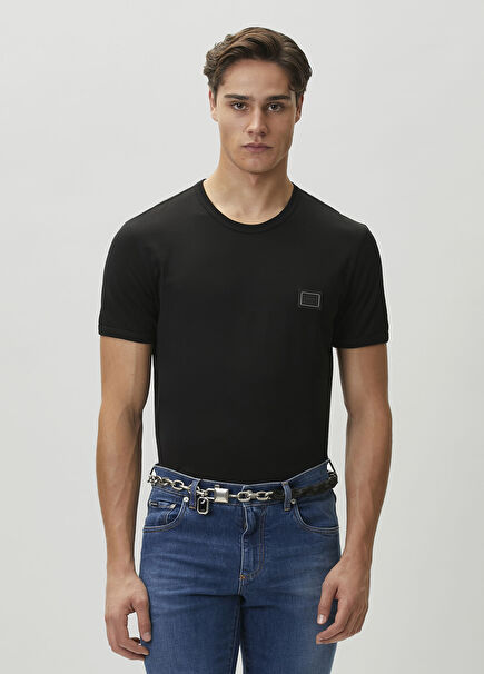Black Logo Detailed T-Shirt