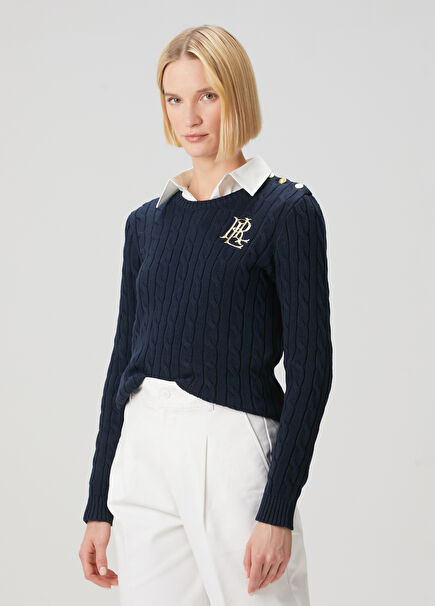 Navy Blue Cable Knit Sweater