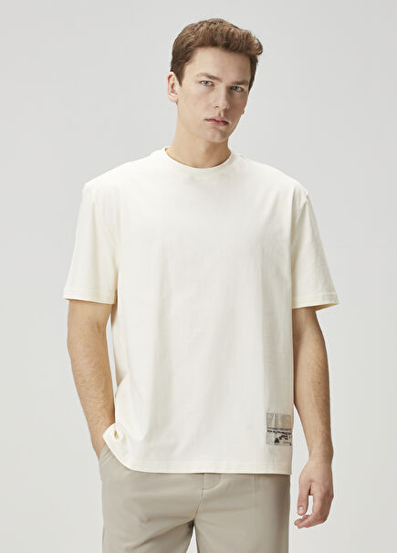 Relaxed Fit White Landscape Printed T-Shirt