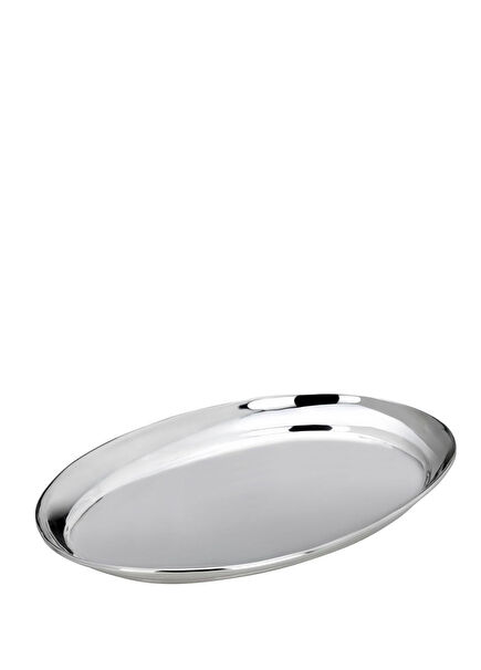 Oval Flat Deep Silver Plexi Serving Tray 26 cm
