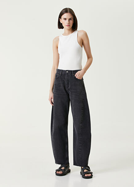 Luna Pieced Black Curved Jeans