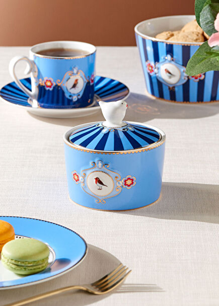 Love Birds Blue Porcelain Sugar Bowl