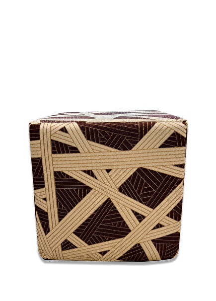 White Burgundy Patterned Pouf