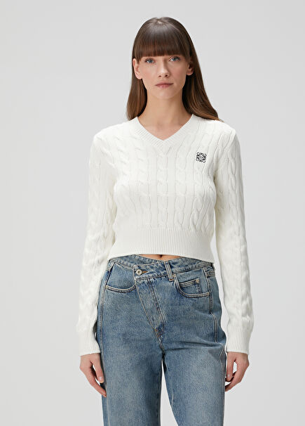 Cream Hair Braided Knitwear