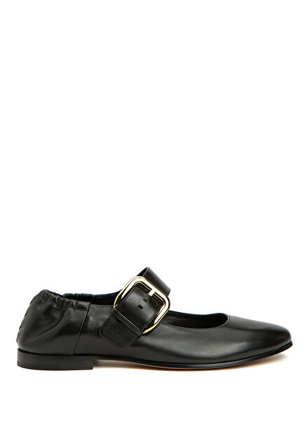 Black Leather Ballet Flats