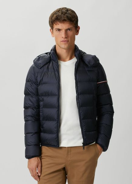 Lacivert Kapüşonlu Puff Mont