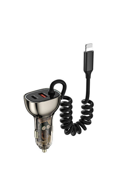 Wi-QC019 Geek Serisi 3in1 Lightning Kablolu Hızlı Araç Şarj Cihazı 90W
