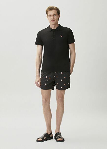 Rocket Black Patterned Swimsuit