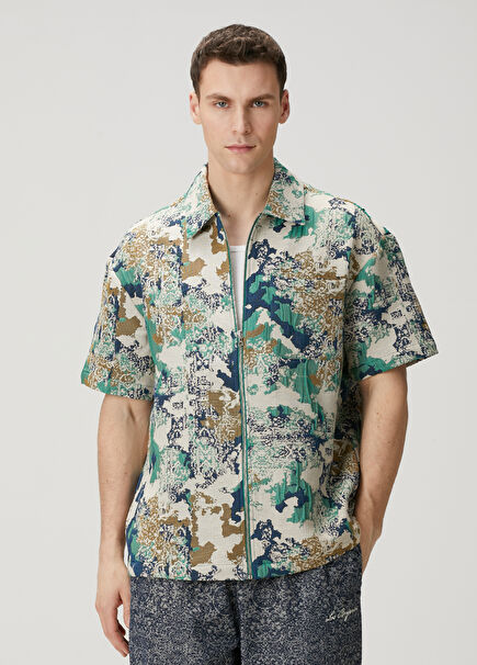 Multicolor Ethnic Pattern Jacquard Shirt