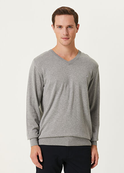 Grey V-Neck Sweater