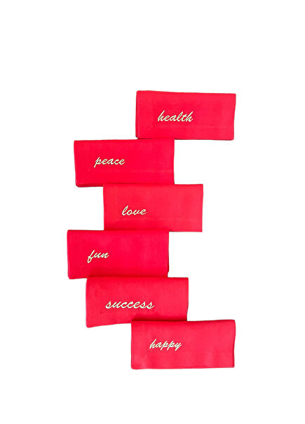 Good Wishes Themed Red 6-Piece Serving Napkin Set
