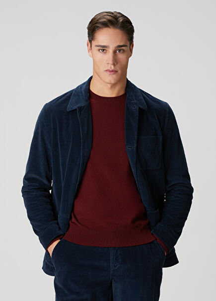 Navy Blue Velvet Overshirt