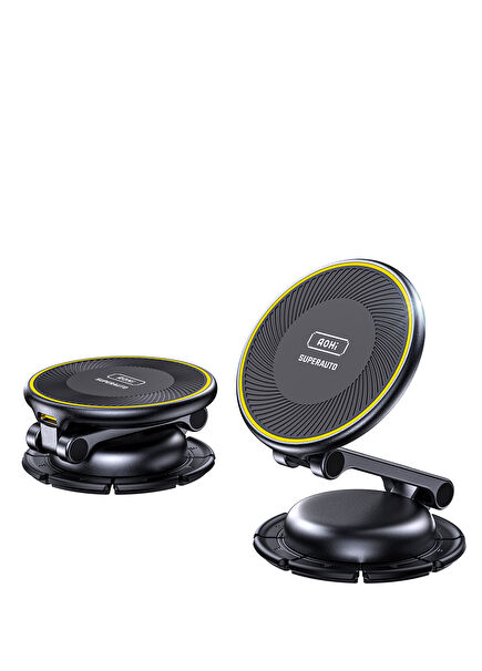 Superauto Kablosuz Magsafe Araç İçi Şarjı Siyah Handsfree Hızlı Şarj Aleti 15 W