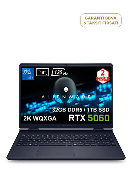 Alienware 16 Aurora Intel Core 7-240H 32GB RAM DDR5 1TB SSD RTX 5060 8GB 16" 2K WQXGA 120Hz WVA Ubuntu Gaming Laptop AC16250-C7321U56N