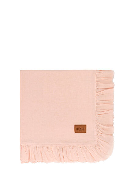 Frilled Linen Pembe Keten Masa Örtüsü 150 x 320 cm