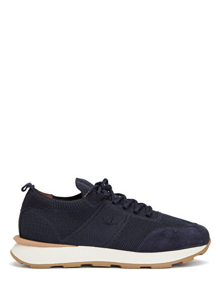 Navy Blue Retro Sole Men's Knitwear Sneakers