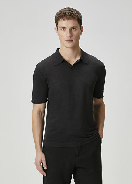 Black Polo Linen T-Shirt