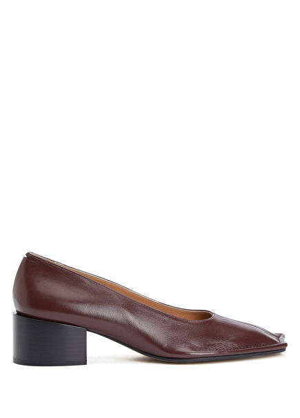 Piped Burgundy Leather High Heels