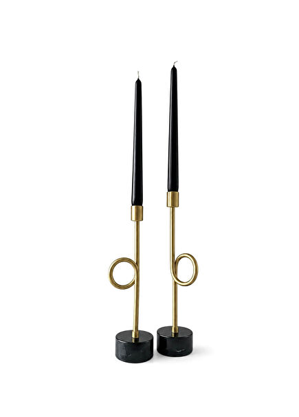 Twist Gold Color Brass Marble Base Double Candlestick