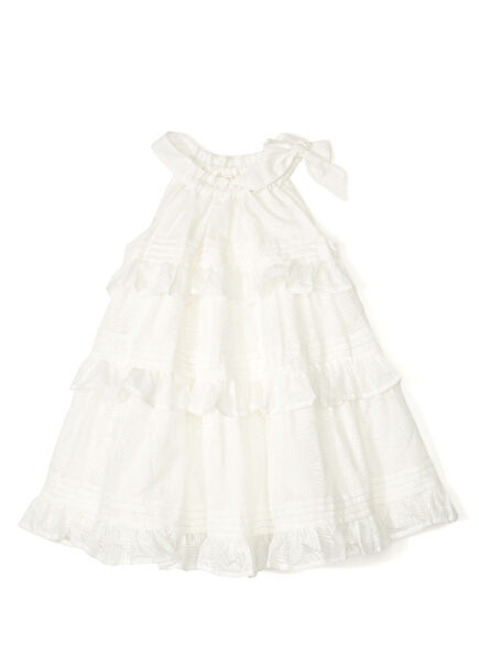 Girl's Dress With Bone Ruffle Detail