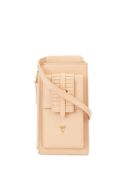 Sand Logo Detailed Women's Leather Phone Case