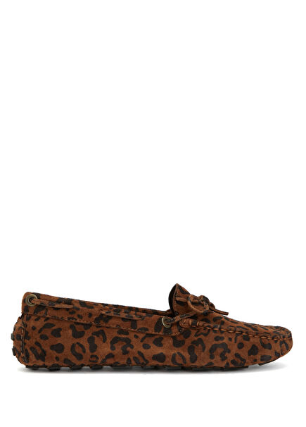 Leopar Print Lace-Up Women's Suede Driver