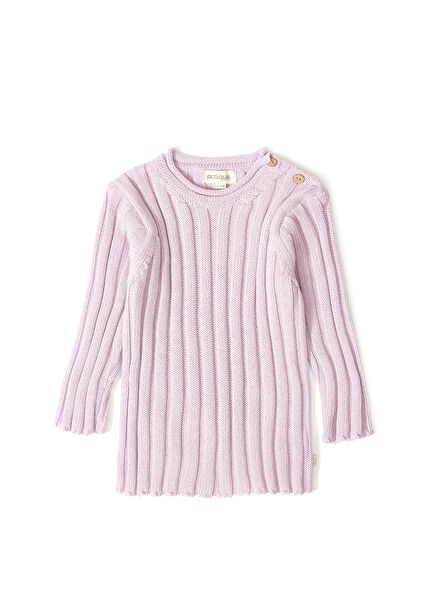 Organic Ribbed Lilac Girl Baby Sweater