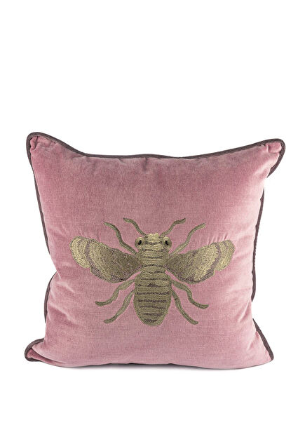 Arı Detaylı Pembe Yastık Kırlent 55x55 cm