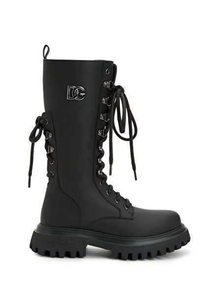 Siyah Kız Çocuk Deri Bot