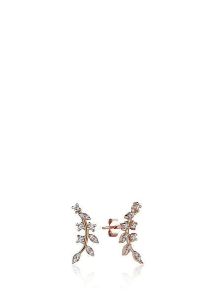 Breezy Space Diamond Detailed 14K Rose Gold Women's Earrings
