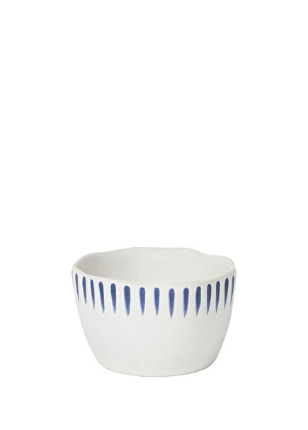 Sitio Stripe Ramekin Delft Mavisi Desenli Beyaz Seramik Kase 10,2 cm