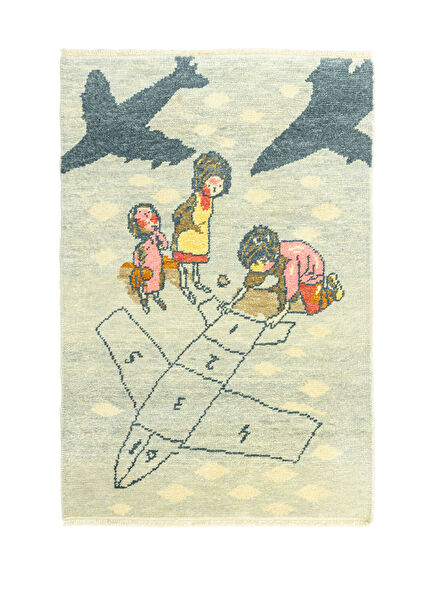 Bora Figürlü El Dokuma Yün Uşak Halı 97 x 140 cm