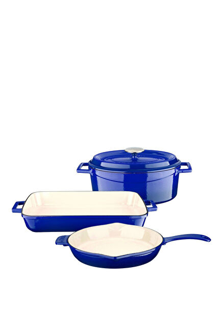 Edition Series Blue Cast Iron 3-Piece Pots and Pans Set