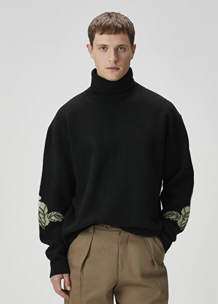 Frannie Siyah Balıkçı Yaka Yün Kazak