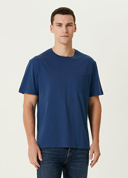 Dark Blue Logo Embroidered T-shirt