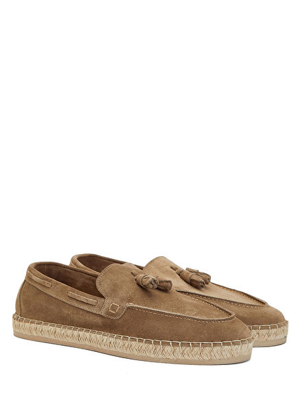 Mink Tassel Detail Men's Leather Espadrille